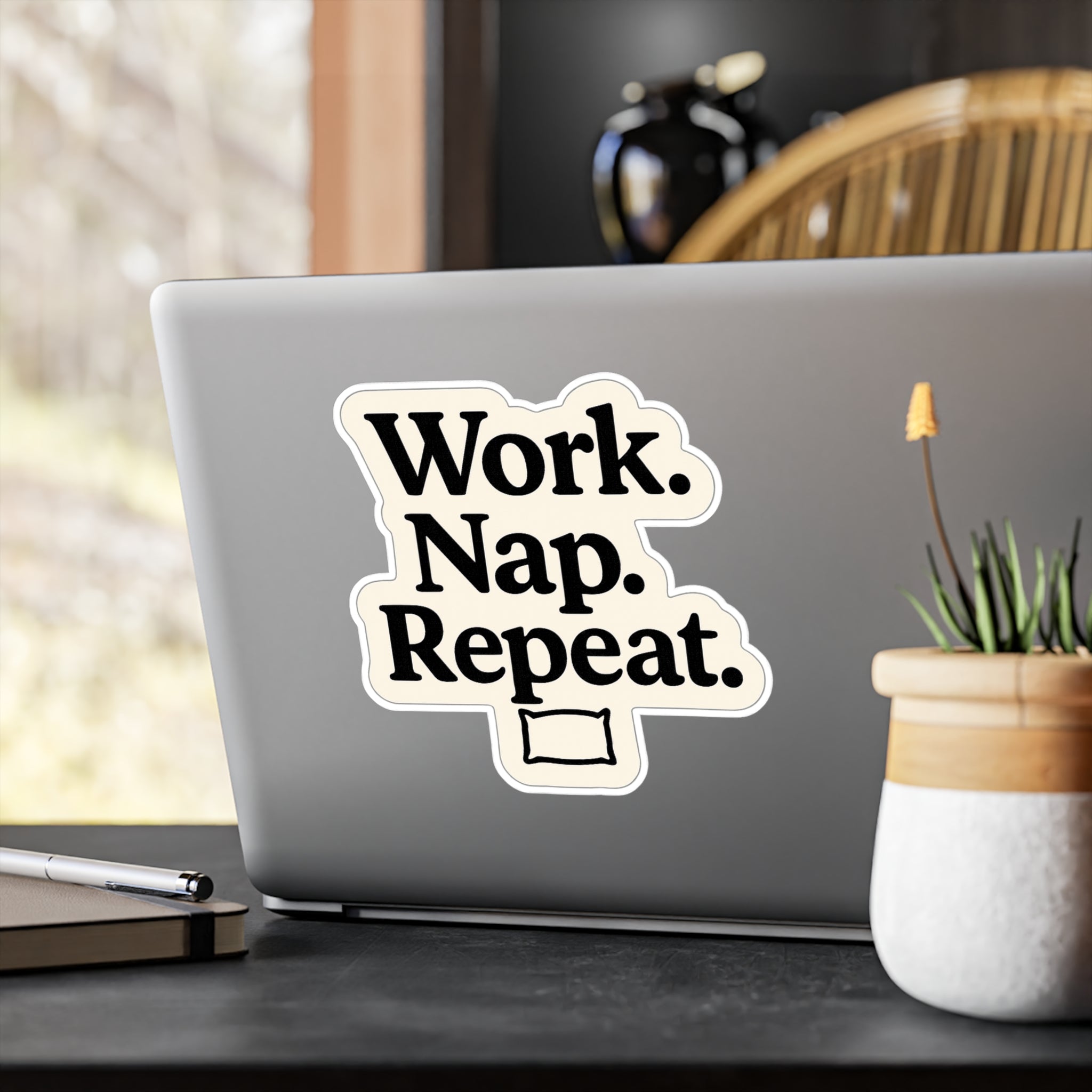 Work Nap Repeat Vinyl Kiss-Cut Stickers, Laptop Decals, Motivational Stickers, Office Decor, Gift for Workaholics