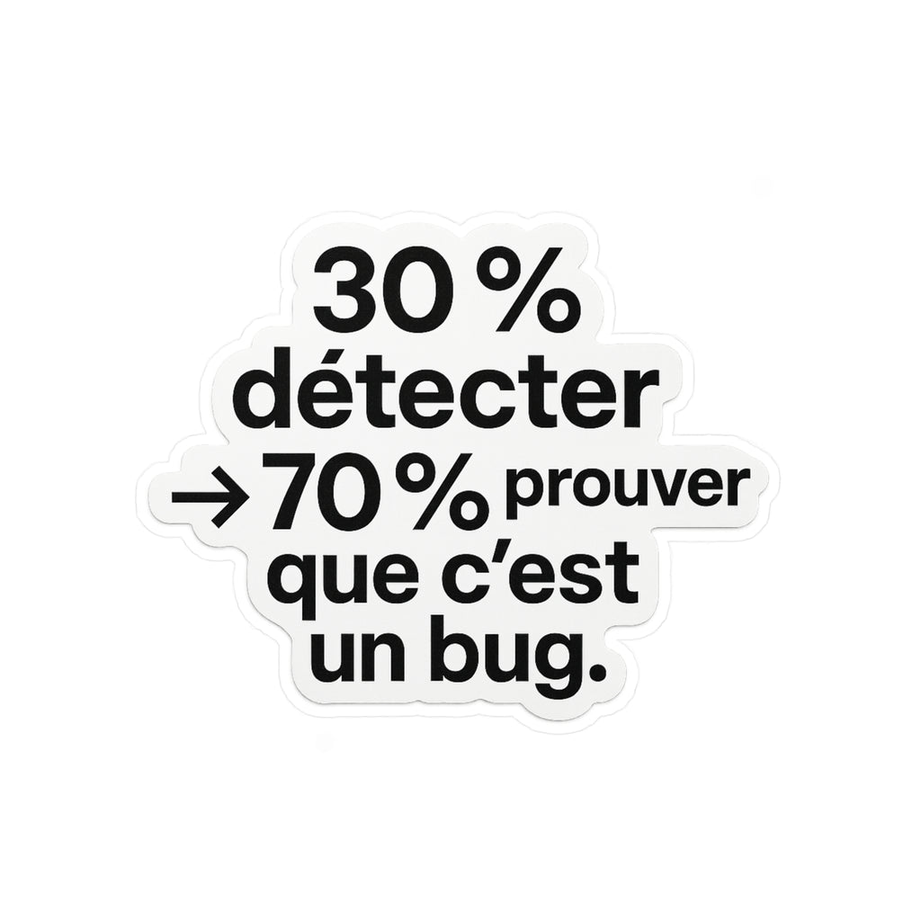 30% detecter 70% prouver que c'est un bug