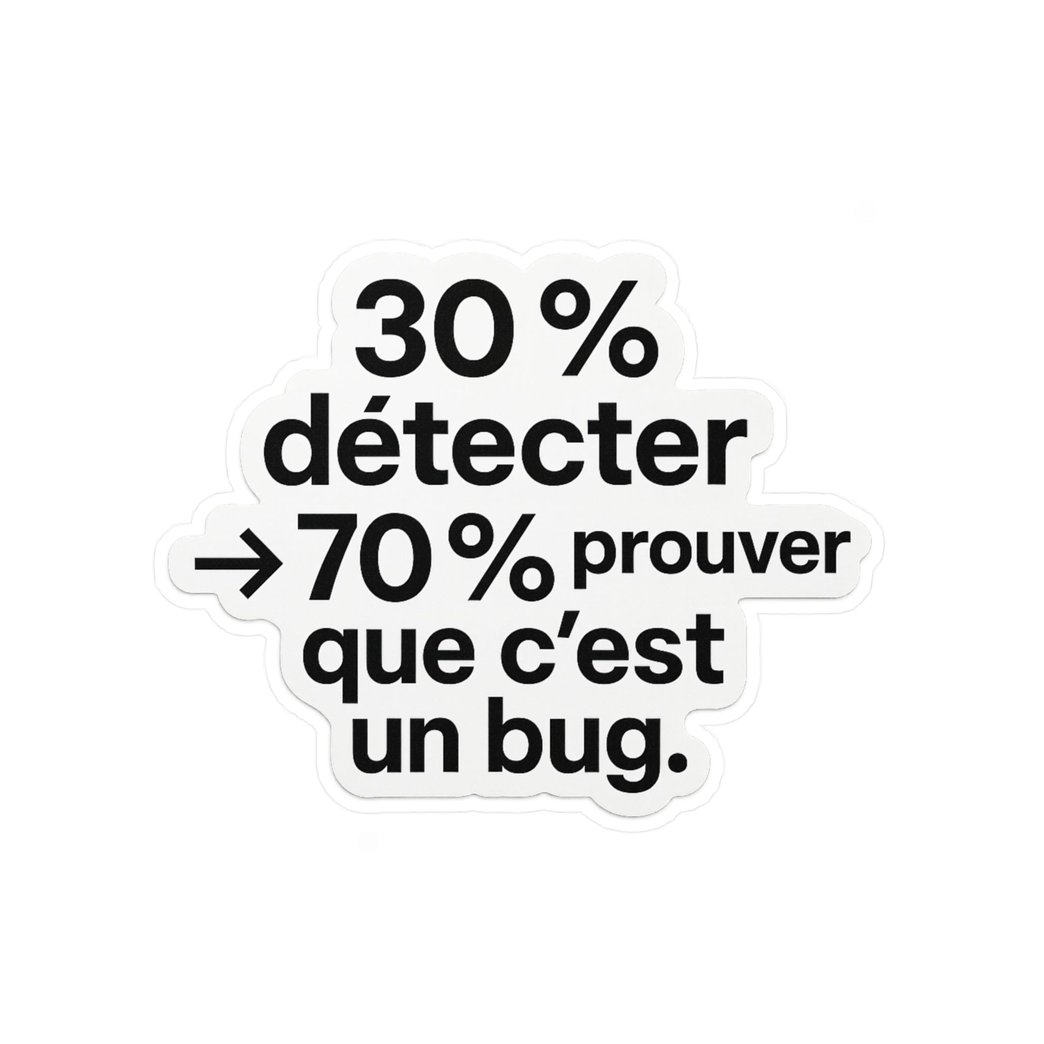 30% detecter 70% prouver que c'est un bug