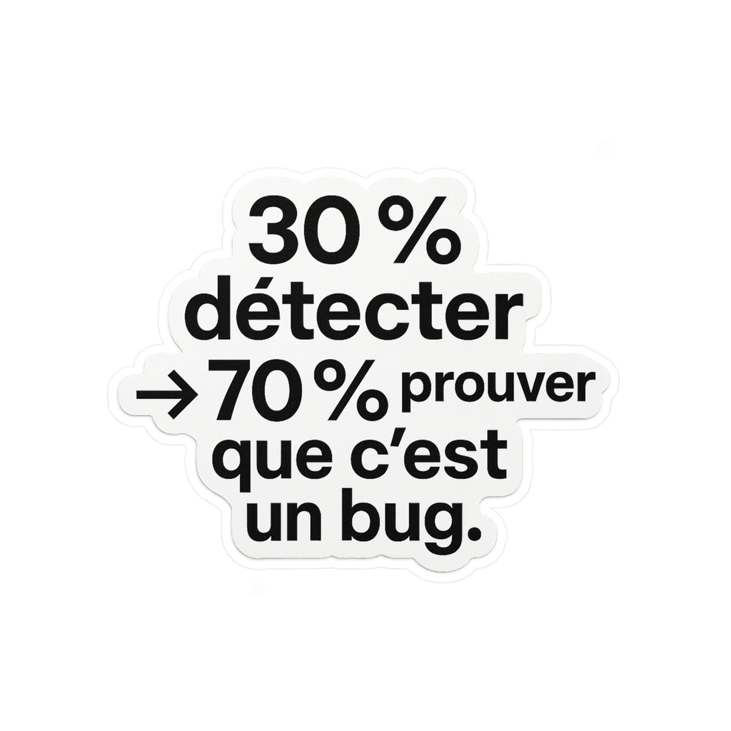 30% detecter 70% prouver que c'est un bug