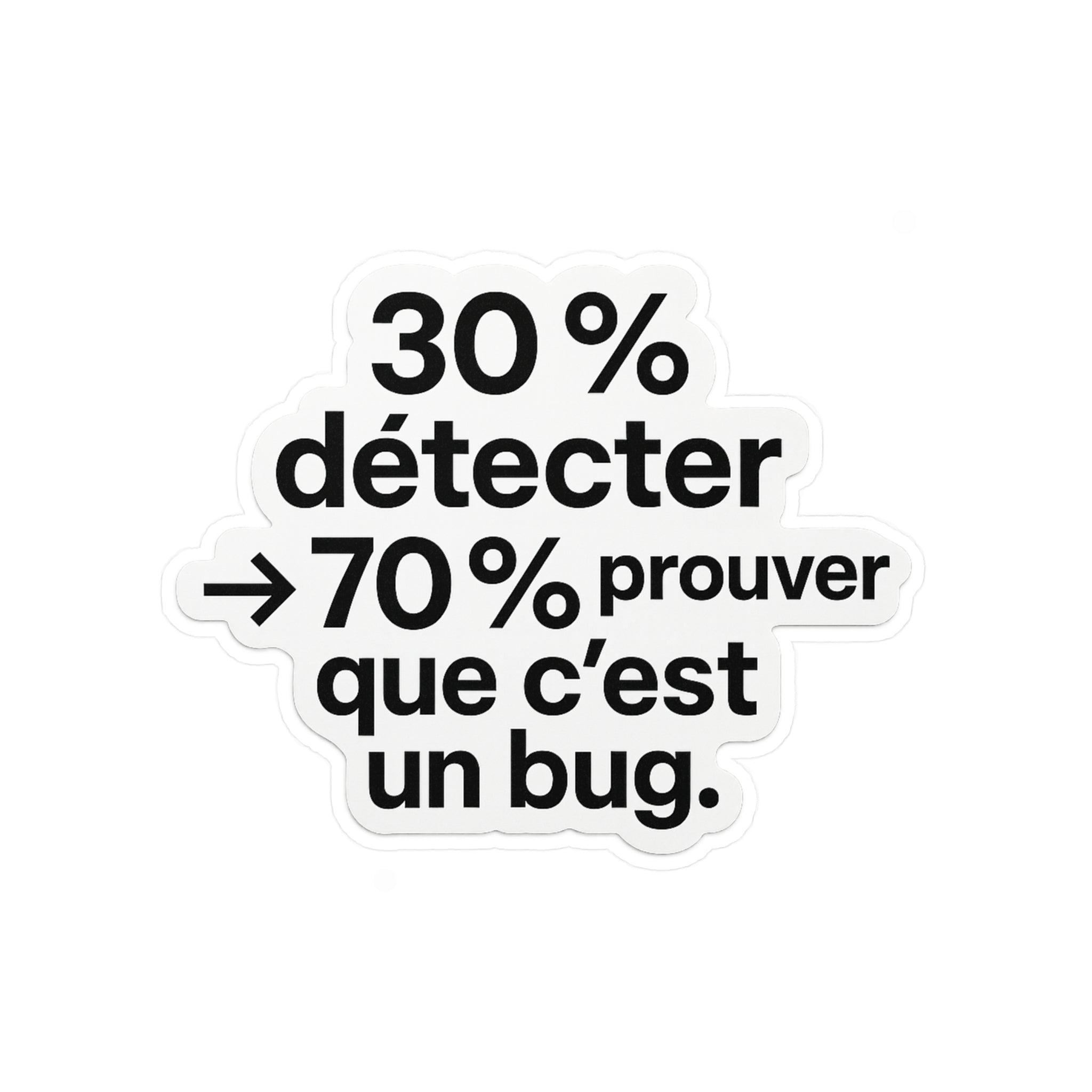 30% detecter 70% prouver que c'est un bug