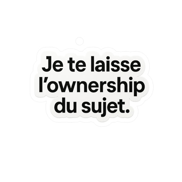 je te laisse l'ownership du sujet