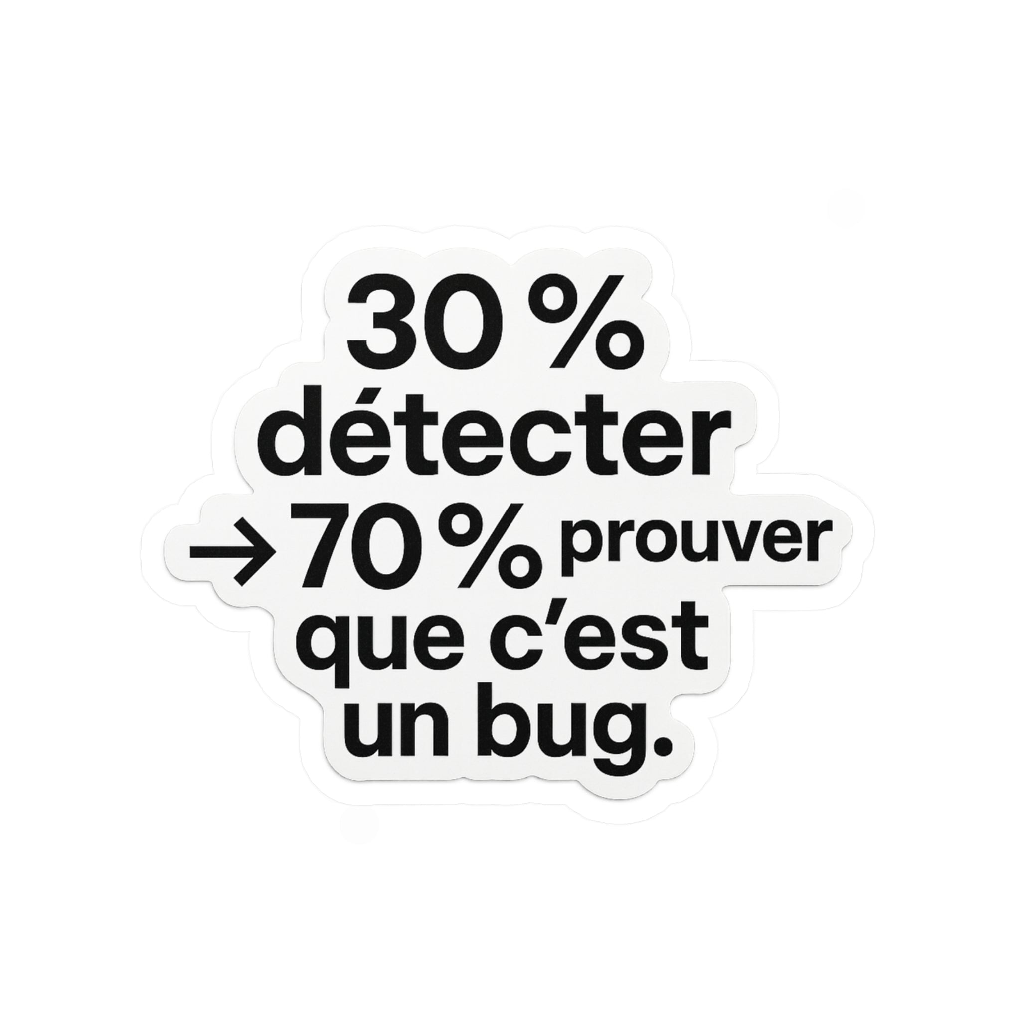 30% detecter 70% prouver que c'est un bug