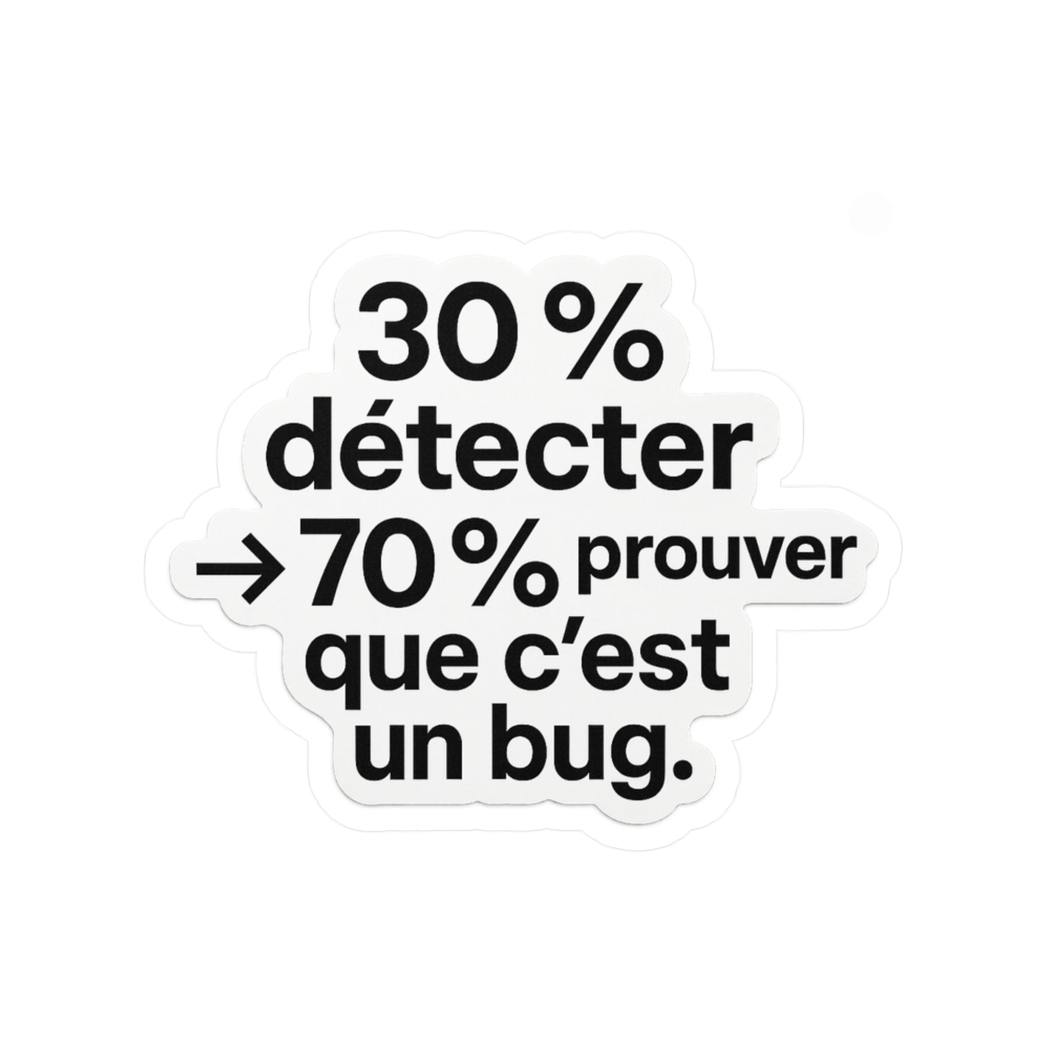 30% detecter 70% prouver que c'est un bug